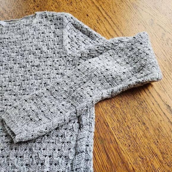 Liz Claiborne Medium Pastel Gray Textured Lightweight Long Sleeve Knit Sweater - Picture 5 of 9